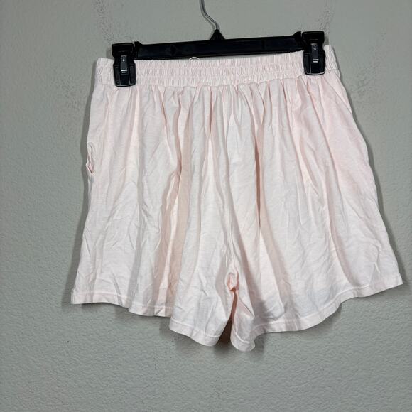 Donni Womens Small Henley Shorts Peony Light Pink Cotton Elastic Waist - Picture 3 of 9